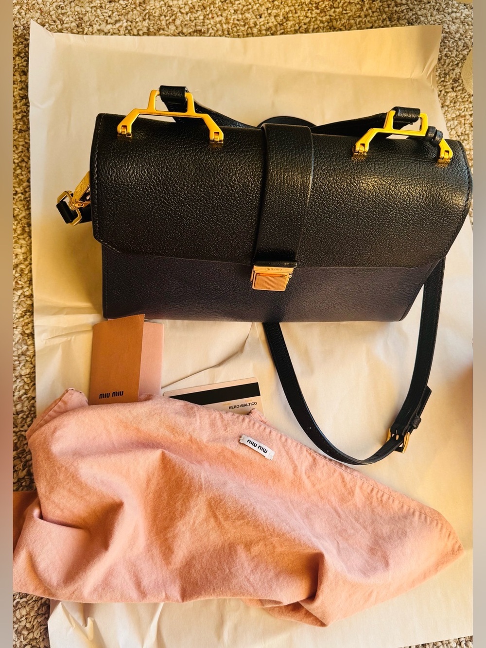 Miu Miu Madras Black Blue Leather Bag - Picture 7 of 8